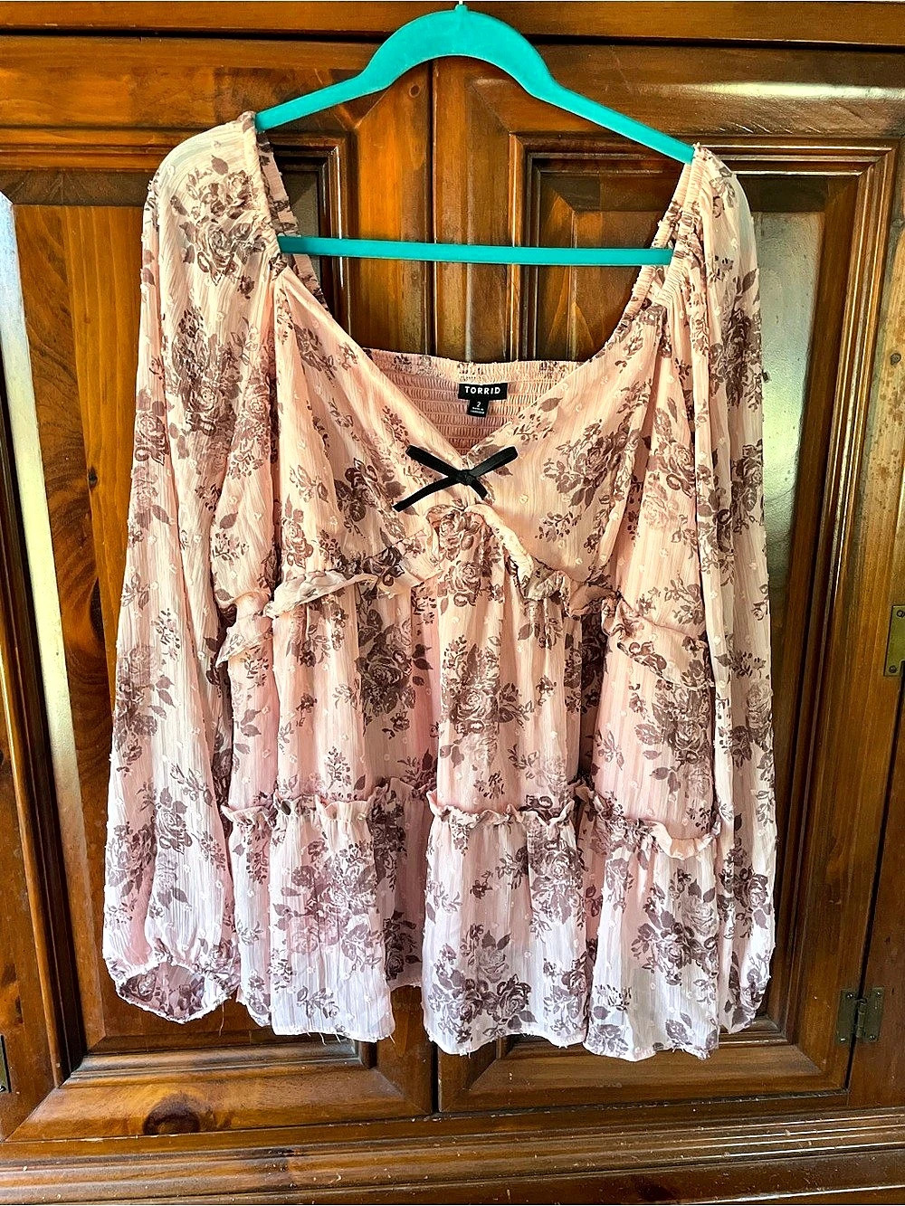 Torrid Floral Blouse in Pink & Brown Size 2